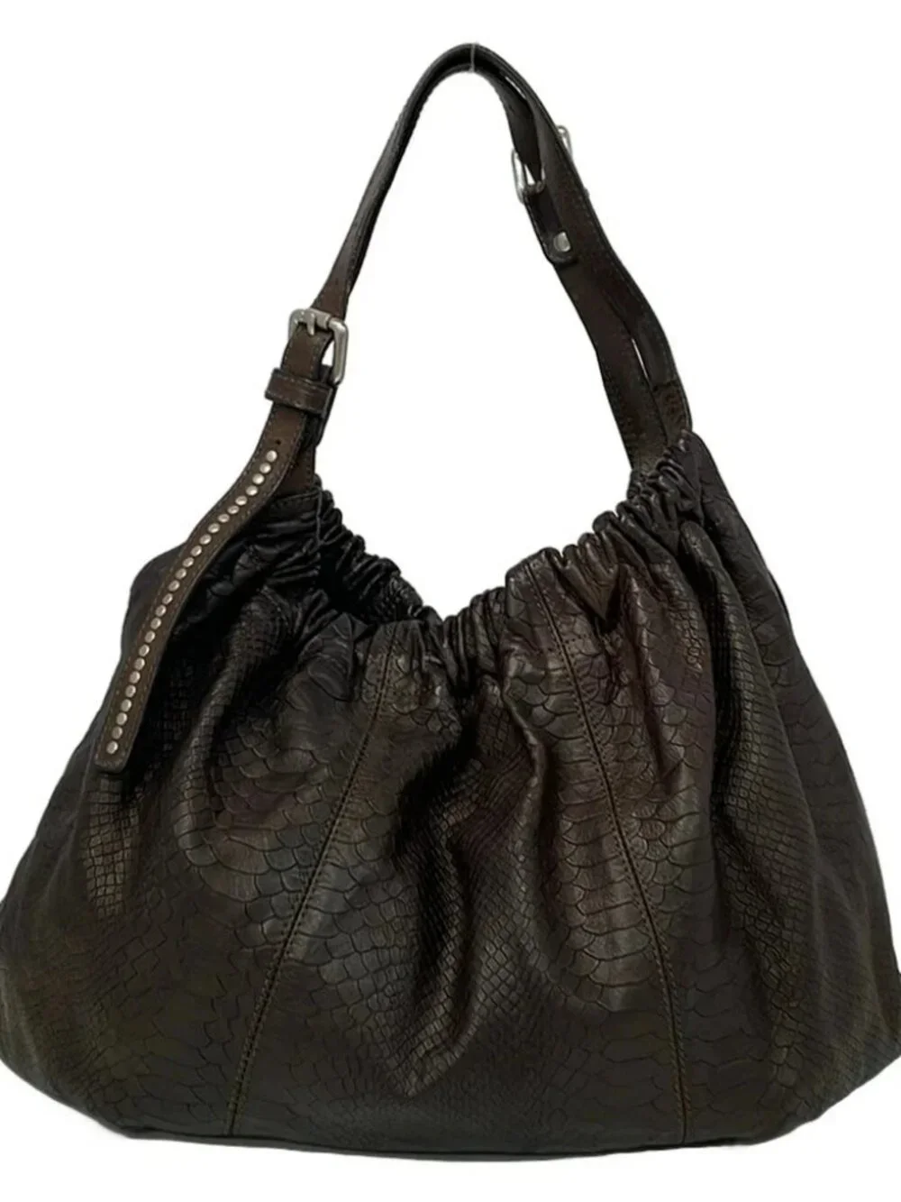 GIANNICHIARINI Dark Brown Leather Tote Bag